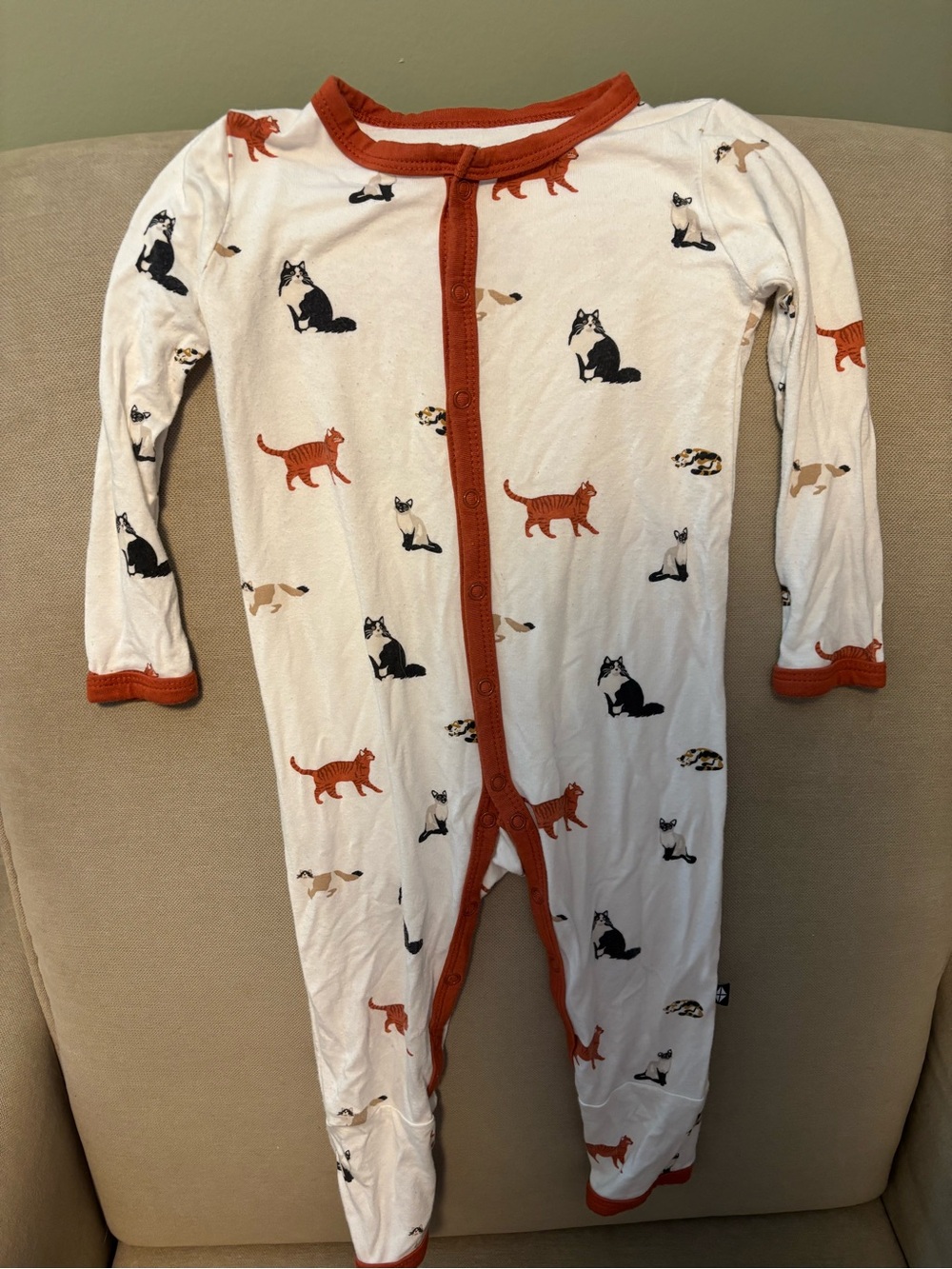 Kyte Baby Snap Romper Cat Print 12-18